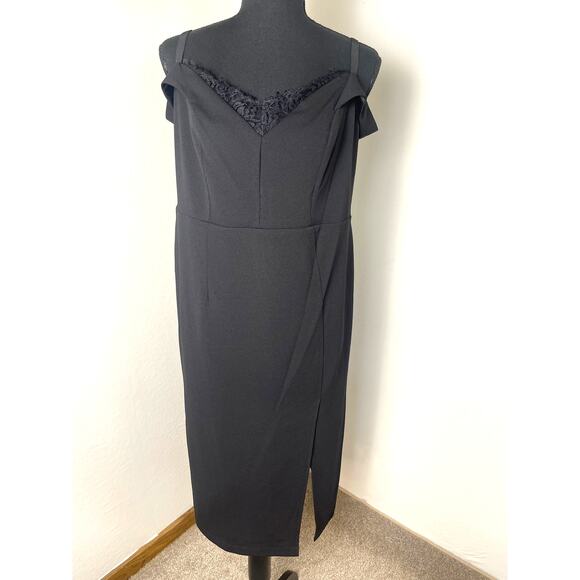 NWT A.B.S Collection Women's Glam Lace Feminine Business Chic Dress Black 14W - Picture 1 of 11